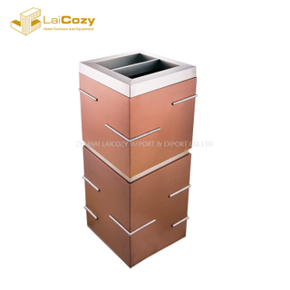 Luxury Hotel Lobby Stainless Steel Indoor Dustbins with Ashtray