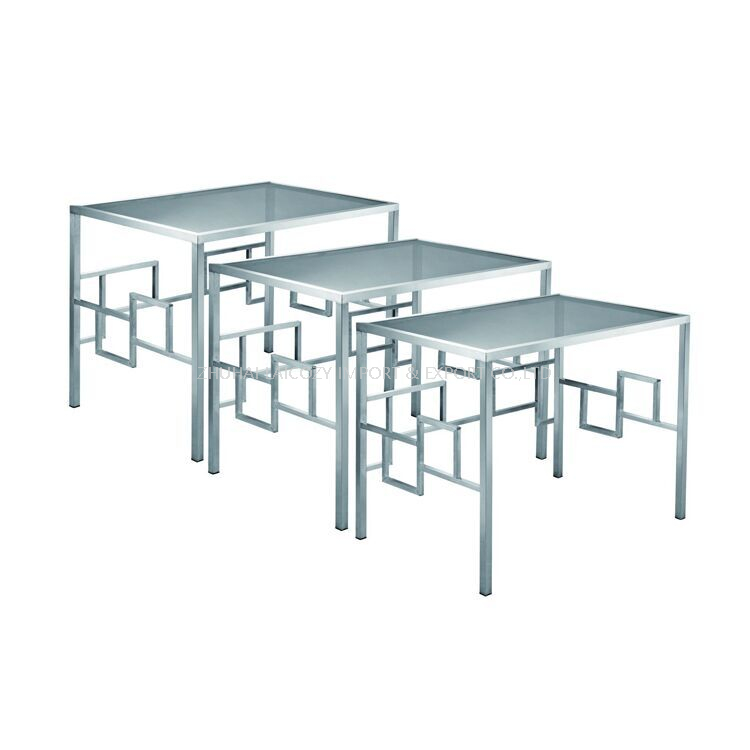 High Quality Hotel Restaurant Display 304 Stainless Steel Frame Tempered Glass Buffet Table