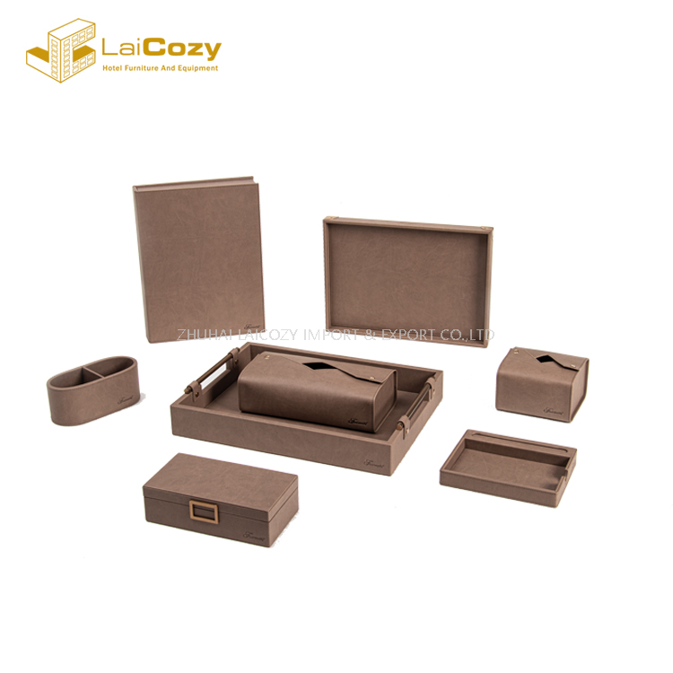 Good Quality Hotel Guestroom Customized PU Leather Set 