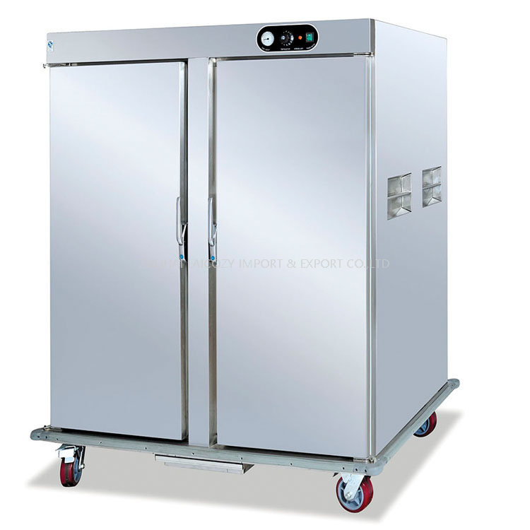 Hotel Kitchen Equipment Mobile Electric Food Warmer Cabinet Trolley with Two Doors