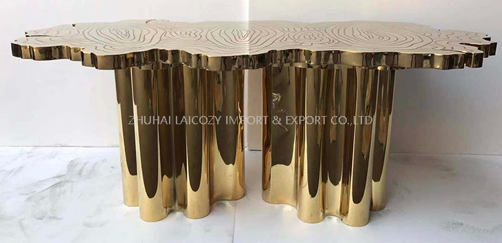  Luxury Modern Furniture Titanium Golden 304 Stainless Steel Dining Table