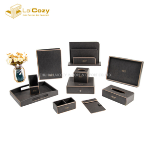 Good Quality Hotel Customized Design PU Leather Guestroom Accossories Set