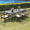 Outdoor Furniture Cast Aluminium Long Table And Chairs with Cushion