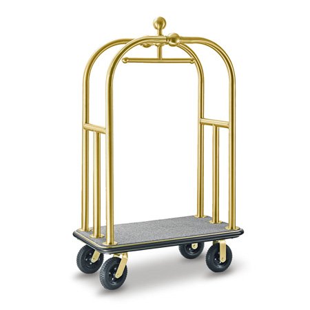 Golden foldable big hotel lobby metal luggage trolley 