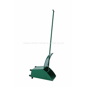 Hotel Green Iron Windproof Garbage Shovel Dustpan With Metal Long Handle