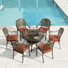 Outdoor Furniture Cast Aluminium BBQ Table with Six Chairs with Cushion