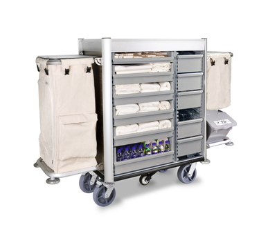 Star Hotel Good Quality Aluminium Housekeeping Maid Cart Multi-function Trolley with Removable Drawers