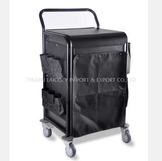  Aluminium Compact Size Service Trolley Mini Black Housekeeping Maid Cart 