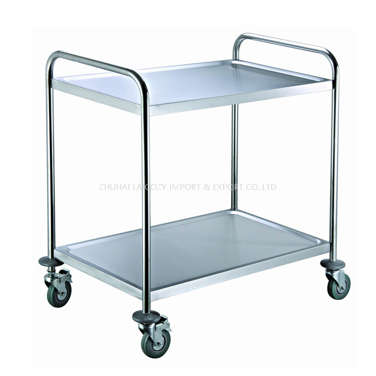 Hotel 2-layer Stainless Steel Cart Restaurant Service Trolley
