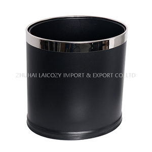 Guestroom Oval Two Layers Black Indoor Metal Dustbins