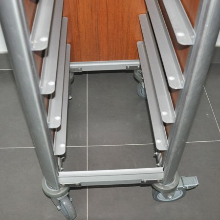 Rolling aluminium tray transportation trolley for restaurant 
