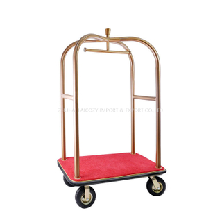 Hotel furniture Golden finish unique decorative luggage trolley