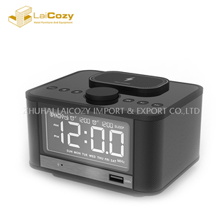 New Modern Hotel Bluetooth LED Digital Alarm Clock with QI Wireless Charging