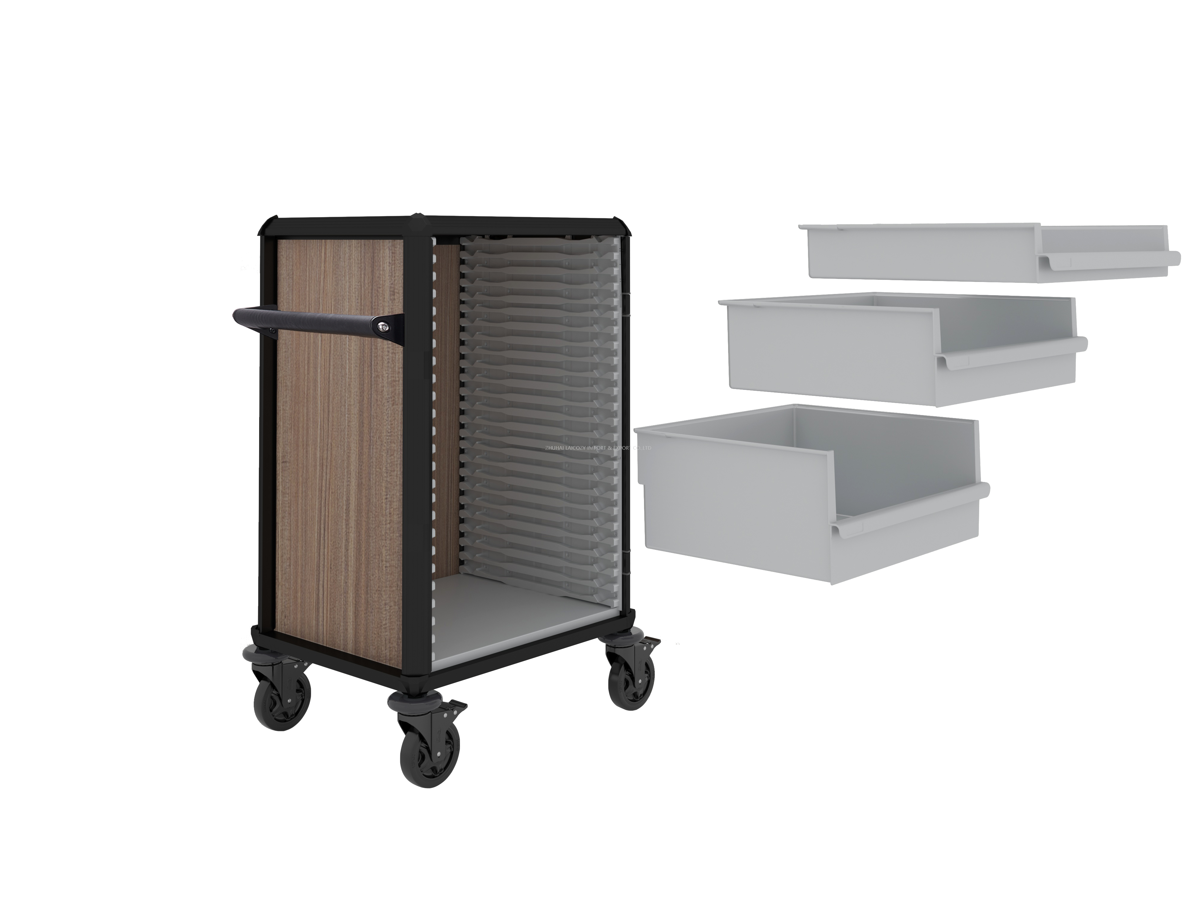 Star Hotel Aluminium Housekeeping Maid Cart Multi-function Trolley with Removable Drawers