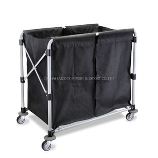 New Hotel Housekeeping Steel Big Size Foldable X Laundry Cart Linen Trolley