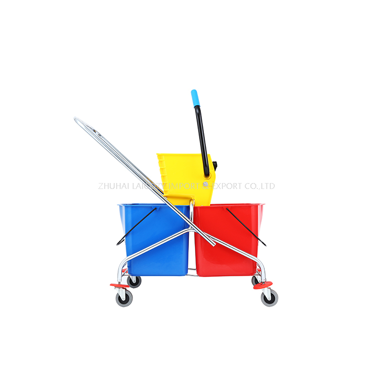 Cleaning Cart Down-press Double Plastic Bucket Mop Wringer