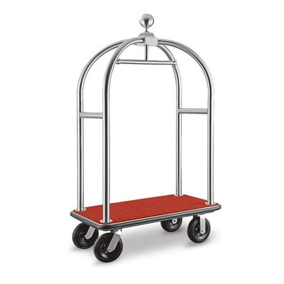 Hotel lobby wheeled 304 stainless steel suitcase bellman cart